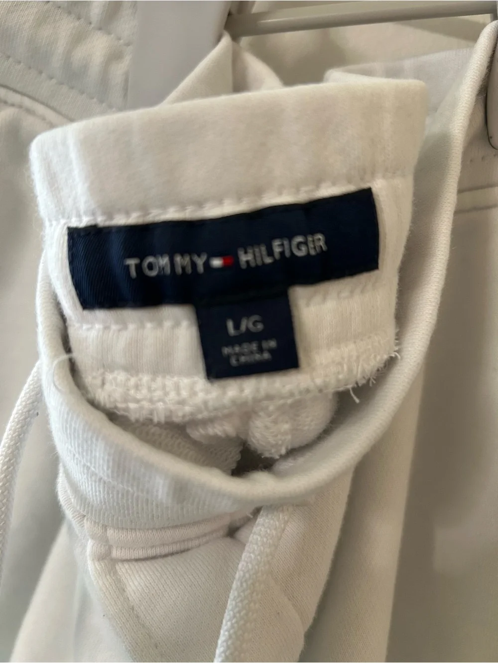 Tommy Hilfiger White Shorts with Red & Navy Logo Trim